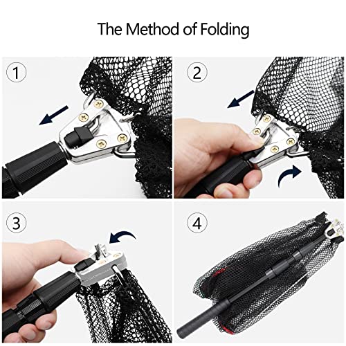 SAN Like Fishing Net Fish Landing Nets Collapsible Telescopic Sturdy Pole Handle for Saltwater Freshwater Extending to 36/43/71/98inches - color: Black, size: S-2 packs
