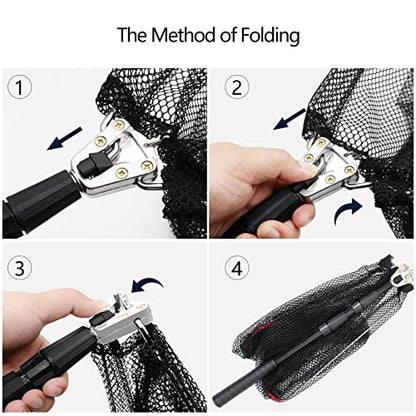 SAN Like Fishing Net Fish Landing Nets Collapsible Telescopic Sturdy Pole Handle for Saltwater Freshwater Extending to 36/43/71/98inches - color: Black, size: S-2 packs