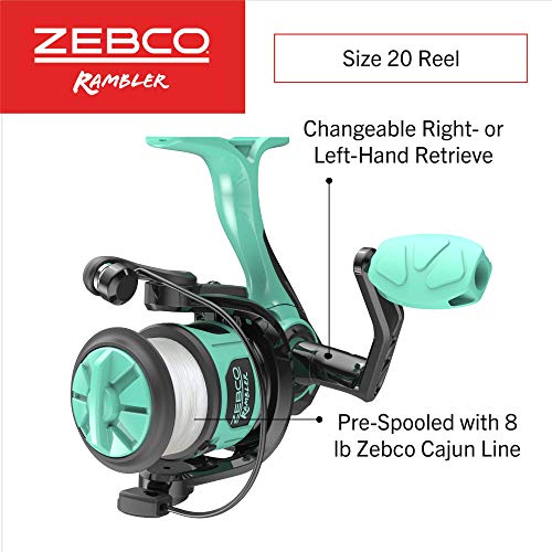 Zebco Rambler Fishing Reel and Rod Combo, Durable Fiberglass Rod with Built-in Carabiner, Patented No-Tangle Reel, Pre-Spooled with 8-Pound Zebco Fishing Line - style: Spinning Reel - Telescopic Rod