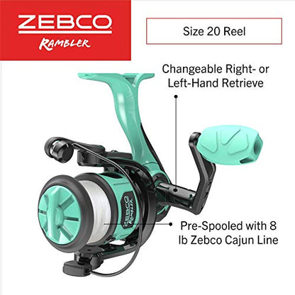Zebco Rambler Fishing Reel and Rod Combo, Durable Fiberglass Rod with Built-in Carabiner, Patented No-Tangle Reel, Pre-Spooled with 8-Pound Zebco Fishing Line - style: Spinning Reel - Telescopic Rod