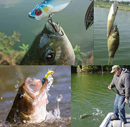 Bass Fishing Lures Kit, Minnow CrankBait VIB Pencil Popper Sinking Wobbler Hard Bait Lures for Bass Trout Walleye Redfish Freshwater Saltwater - color: Combo B-10pcs (5.1" with lip)