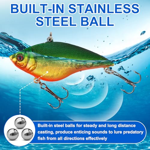 Skylety 10 Pieces Mini Fishing Lures Fishing Hard Baits Hooks Crankbaits Lures Baits Topwater Strong Sound for More Bites Freshwater Saltwater Trout Bass Perch with Box - style: Fish