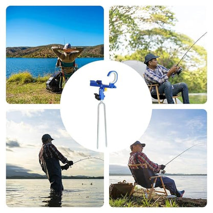 Fishing Rod Holder Angling Pole Support with Ground Spikes | Surf Fishing Rod Holder for Boat Shore Kayak Pontoon Dock Surf Beach - color: Blue