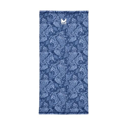 MISSION Multi-Use Neck Gaiter Face Mask for Ski & Outdoors, UPF 50, Breathable Lightweight Fabric - color: Navy Paisley