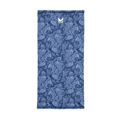 MISSION Multi-Use Neck Gaiter Face Mask for Ski & Outdoors, UPF 50, Breathable Lightweight Fabric - color: Navy Paisley