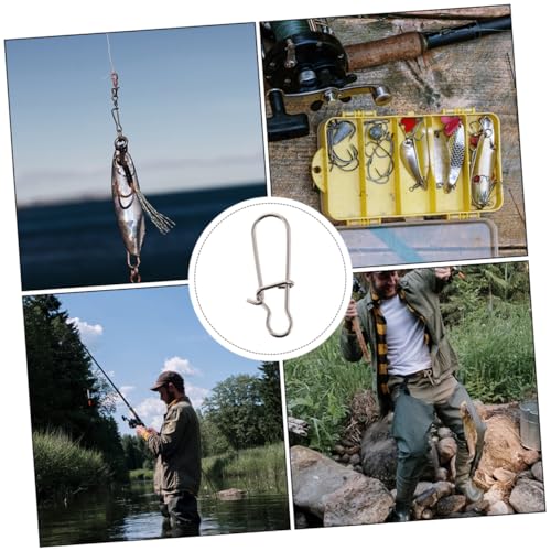 100pcs Stainless Steel Snap Connector Fishing Hooks for Snap Clip for Fishing Gear Accessories