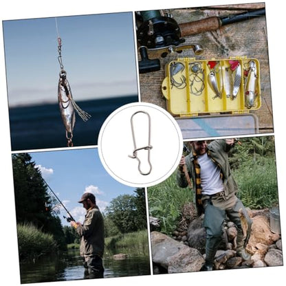 100pcs Stainless Steel Snap Connector Fishing Hooks for Snap Clip for Fishing Gear Accessories