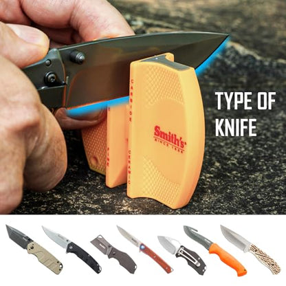 Smith's CCKS 2-Step Knife Sharpener - Yellow - 2-Step Preset Coarse & Fine Slots - Outdoor Handheld Knife Sharpener - Fishing, Hunting, Fillet, Pocket Knives - Compact Plastic Portable Keychain Tool - color: Yellow, style: CCKS