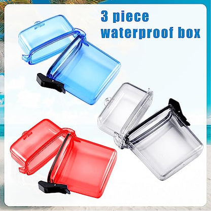 Outus 3 Pcs Waterproof ID Badge Holder Case with Waterproof Buckle 4.72 x 2.95 x 1.57 Inches Floating Sport Case Locker with Adjustable Hanging Rope Plastic Card Dry Box(Clear, Blue, Red, Classic) - color: Clear Blue Red, size: 4.72 x 2.95 x 1.57 Inch, st