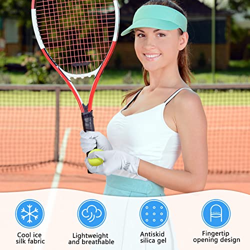 Loopeer 2 Packs Women Sun Protection Driving UV Gloves Full Finger Touchscreen Non Slip Breathable Summer Outdoor Gloves - color: Black, Grey, size: Roundel