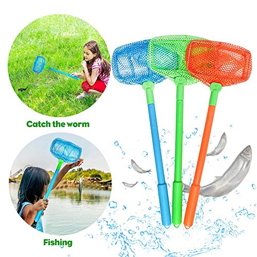 Fishing Net, TSYAN Bug Net Catching Crab Insect Nets Beach Toys Floating Bait Butterflies Colorful Nets for Kids Outdoor Playing 16 inches - style: 3 Pack