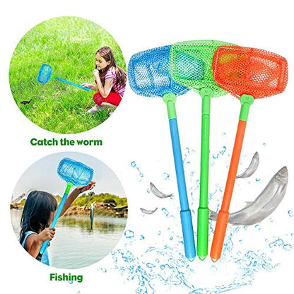 Fishing Net, TSYAN Bug Net Catching Crab Insect Nets Beach Toys Floating Bait Butterflies Colorful Nets for Kids Outdoor Playing 16 inches - style: 3 Pack