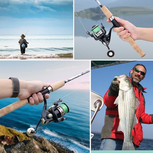 Sougayilang Spinning & Casting Rods, Strong Carbon&Glass Composite Fishing Rod with Stainless Steel Line Guides for Bass, Trout, Panfish, Catfish - color: Spinning, size: 5'6" ML- M Fast- 2piece