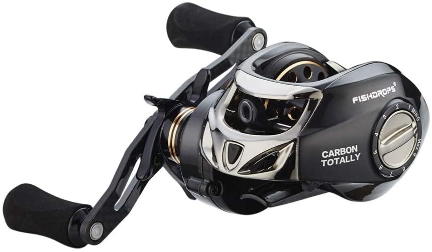 FISHDROPS Baitcasting Reels, 17+1BB Magnetic/Centrifugal Brake Systems Baitcaster Reel, High-Speed Gear Ratio 7.0 Ultra Smooth Low Profile Baitcast Fishing Reel - color: Dual Brake-Right CT