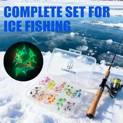 Ice Fishing Jigs Set, 50Pcs Jig Heads for Ice Fishing Lure for Crappie Trout Perch Sunfish Panfish Walleye Pike