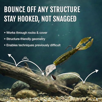 Headbanger BottomRocker Deep Diving Jig Head- Texas Rig Bass Lure - color: Transparent, size: #4/0