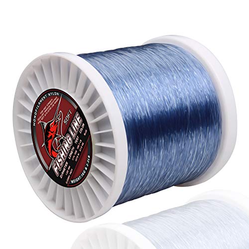 Monofilament Fishing Line, Big Game Mono Fishing Line, Strong Heavy Duty Nylon Mono Leader Saltwater Freshwater, Abrasion Resistant, Clear Blue, 1174-13041Yds, 14LB-127LB - color: Blue, size: 0.9mm/105.7lb - 1449yds