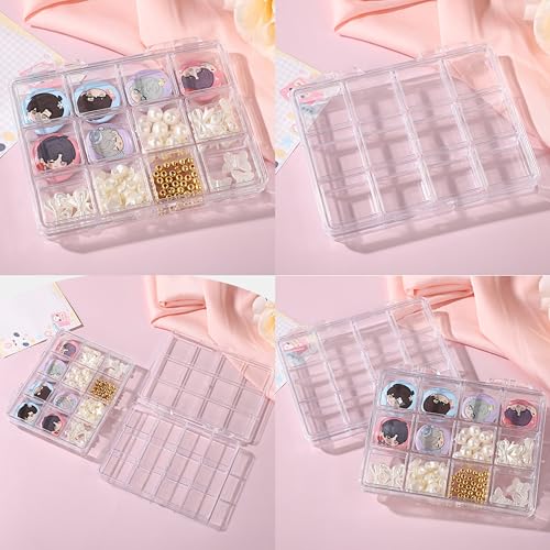 12 grid acrylic storage box, 4.4 x 3.5 x 0.6 inch，nail jewelry and earring display cabinet, nail art craft storage box with transparent cover, fishing bait, rock collection - color: white