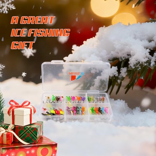 Ice Fishing Jigs Kit, 36/60/100pcs Micro Jig Heads Lures Hook Set for Winter Ice Jigging, Panfish, Perch, Trout, Bluegill, Walleye, Crappie Ice Fishing Lures Hooks Set with Storage Box - color: A -36pcs Ice fishing jigs (6 Style)