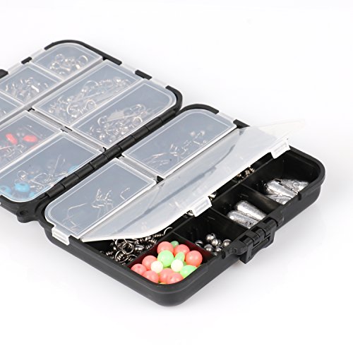 Fishing Accessories Kit, Fishing Set with Tackle Box, Fishing Hooks, Weights, Jig Heads, O-Rings, Barrel Swivels, Fastlock Snaps, Fishing Beads, Space Beans - Freshwater & Saltwater Fishing