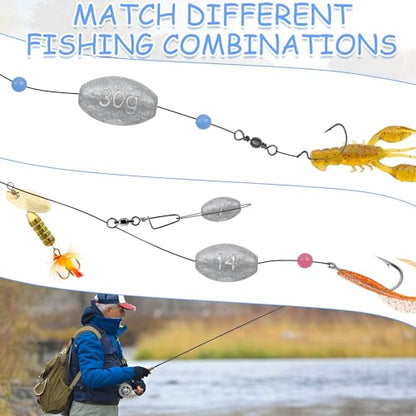 Egg Weights Fishing Sinkers Weights Assortment Lead Oval Shaped Drop Weight | Sinker Tackle for Freshwater Saltwater Fishing Bass Casting - style: 1/4oz-20pc