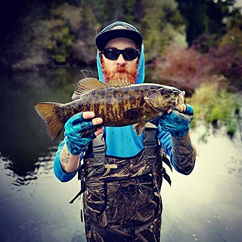 Bassdash ALTIMATE UPF 50+ Sun Protection Fingerless Fishing Gloves Men - color: Blue Camo, size: Large