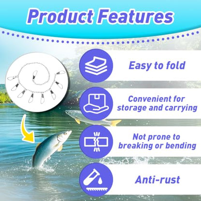 3PCS Fishing Chain Stringers, 41-inch Metal Fish Stringer | Portable Fishing Chain Stringers with Rotatable and Movable Snap on Device, for Freshwater and Saltwater Fishing