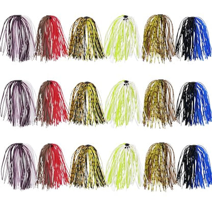 Spinnerbait Skirts Jig Skirts Silicone Bass Fishing Jigs Replacement Skirt 50 Strands DIY Fishing Lures Rubber Skirt for Spinnerbaits Buzzbaits Spoon Blade Squid Jig 6/18/30 Bundles - style: 18pcs