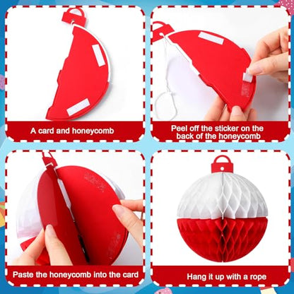 Fourluoo 12 Pcs Gone Fishing Party Decorations Fishing Bobbers Floats Honeycomb Ball for Fishermen Party Supplies Bobber Paper Hanging Ceiling Sign for Birthday Baby Shower Decor(Red,5.9 x 7 Inch) - size: 5.9 x 7 Inch