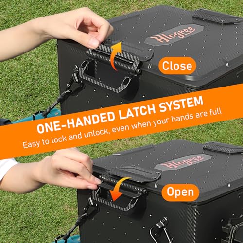 HLOGREE FlexCrate Kayak Fishing Crate with 4 Rod Holders (Assembly Needed),13''x13''x13'' Compact Kayak Tackle Storage Box & Gear Organizer for Kayaks,with Lockable Lid - Black,DIY & Lightweight