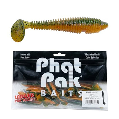 Phat Pak Baits - Phat Swimmer Keitech Style Paddletail Swimbait 2.8" 30ct Ribbed Scented Soft Plastic Bass Fishing Lure - color: Ghost Minnow