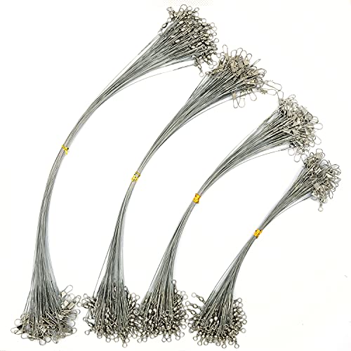 50pcs Fishing Wire Leaders Nylon-Coated Fishing Line Trace Lure Leaders with Swivels and Snaps Stainless Steel Fishing Tackle Leaders Tackle - color: Silver, size: 6inch 50PCS