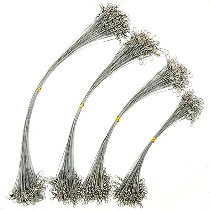 50pcs Fishing Wire Leaders Nylon-Coated Fishing Line Trace Lure Leaders with Swivels and Snaps Stainless Steel Fishing Tackle Leaders Tackle - color: Silver, size: 12inch 50PCS