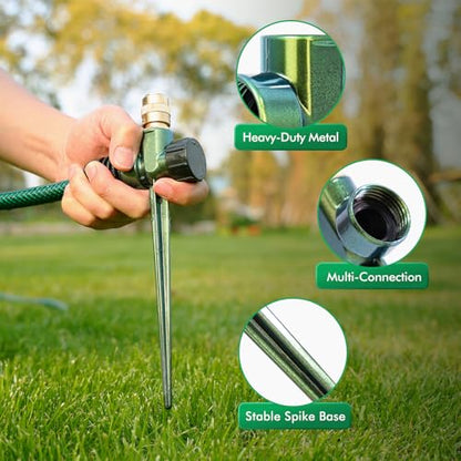 RESTMO Sprinkler Stake 6 Pack Zinc Alloy Lawn Sprinkler Spike Base | Flow-Thru Sprinkler Base for Yard & Garden Irrigation, Stable & Durable, Bright Green Glitter, Sprinklers 3/4"NH Compatible - size: 6 Pack