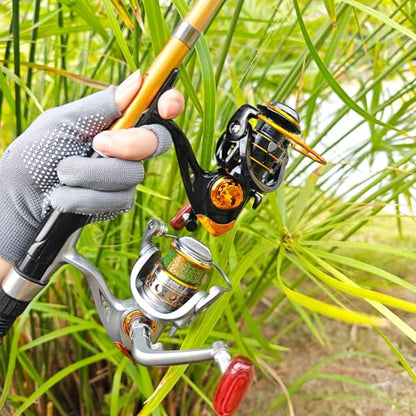 Spinning Reel,Freshwater Spinning Fishing Reels,CNC Alloy Wire Cup,5.2:1 Gear Ratio,2000,Max Drag 22Lbs,Smooth Fresh and Saltwater Fishing Reel - color: Black