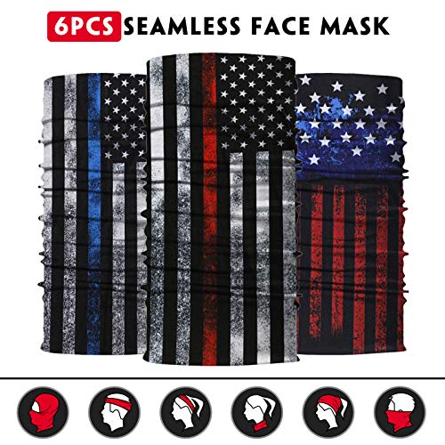 Venswell Neck Gaiter Face Mask Men Women,Seamless Bandana Rave Face Cover Scarf Mask,Balaclava,Headband, Head Wrap,Headwear - color: A-2-flag 3