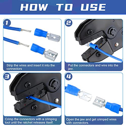 Hoteam 1200 Pcs Cold Shrink Insulated Electrical Wire Connectors Kit Wire Crimp Terminals Butt, Ring, Spade, Fork Quick Disconnect Assortment Kit with Storage Box for Automotive Marine Boat Truck