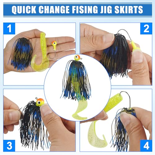 Silicone Jig Skirts Spinnerbait Skirts 50 Strands Bass Fishing Lure Skirts Replacement for DIY Spinner Baits Buzzbaits Squid Jig Accessories - style: B--12 Packs