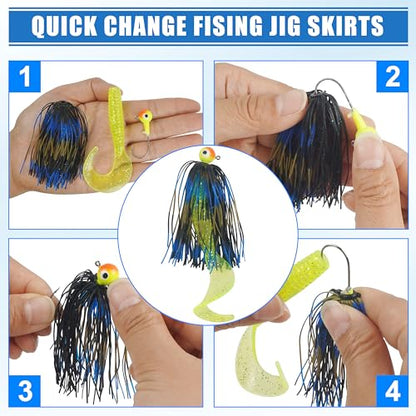 Silicone Jig Skirts Spinnerbait Skirts 50 Strands Bass Fishing Lure Skirts Replacement for DIY Spinner Baits Buzzbaits Squid Jig Accessories - style: B-20 Packs