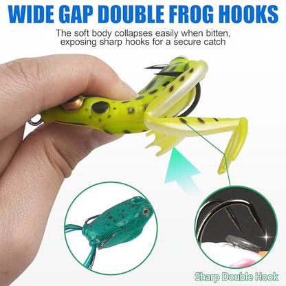 OROOTL Double Fishing Hooks, 50pcs Classic Frog Hooks High Carbon Steel Double Hook Fishing Barbed Open Shank for Saltwater Freshwater - size: 1#-50pcs