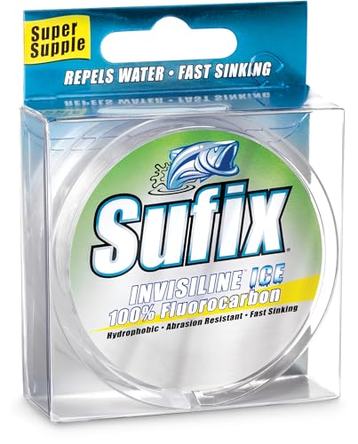 Sufix InvisiLine Ice Fluorocarbon Fishing Line, Virtually Invisible, Low-Stretch Ice Fishing Line for Superior Sensitivity and Cold-Weather Durability, 8 LB, Clear