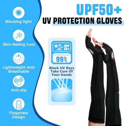 UV Protection Gloves - Non Slip Sunblock Gloves for Summer Outdoor Fishing & Driving - color: Black Gray