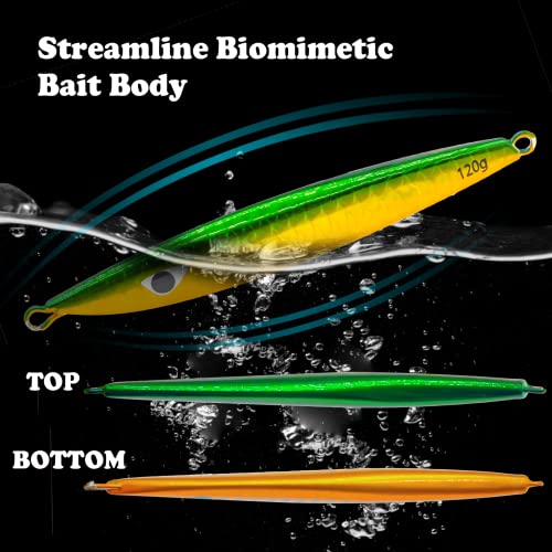 Fishing Jigs Vertical Saltwater Jigs Vertical Jigging Spoon Fishing Tuna Lures Boat Fishing Artificial Lures for Tuna, Grouper, Dogtooth, Snapper, Bass, Salmon/60g, 80g,120g - color: 3pcs-multicoloured