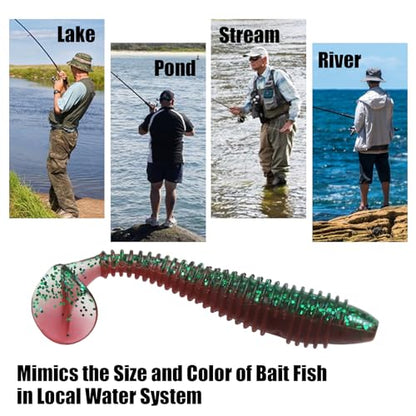 Paddle Tail Swimbaits, 2.5 inch/3inch Soft Lures Fishing Trout Crappie Bass for Freshwater and Saltwater 75PCS/60PCS - color: Wine Red Shiner, size: 2.5 inch, 75 PCs