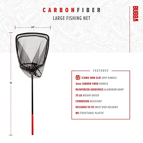 BUBBA Landing Nets with Corrosion Resistant Construction, Non-Slip Grip Handle and Carbon Fiber Shafts for Fishing, Angling, Boating and Outdoors - style: 24 Inch
