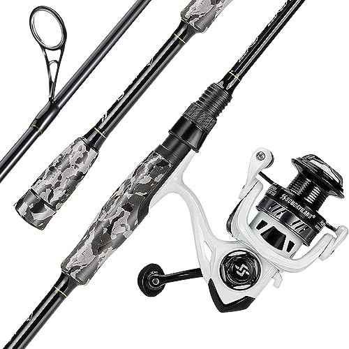 Sougayilang Fishing Rod and Reel Combo, Stainless Steel Guides Fishing Pole with Spinning Reel Combo for Bass Fishing - color: White, size: 6'10''-3000