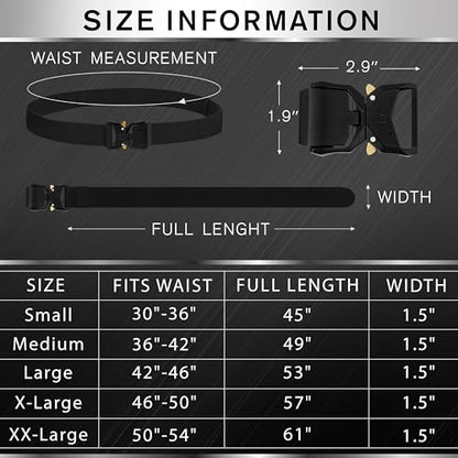 TECEUM Tactical Belt – Heavy-Duty & Quick Release – Military, Work, Rigger, Duty & Utility Belt for Men - color: Buckle 1 - Black, style: X-large-for Waist 46"-50" (Length 57")