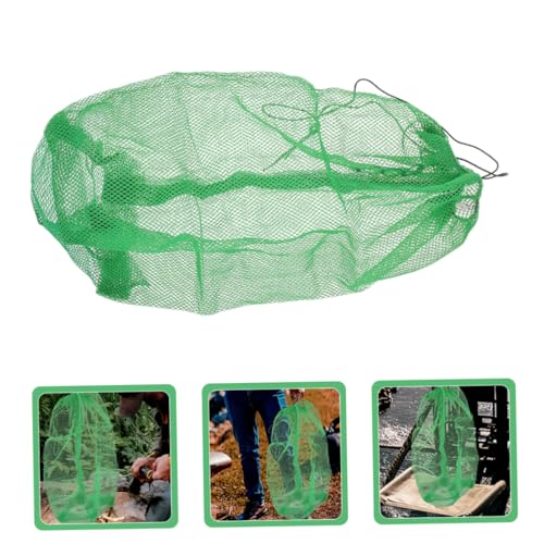 Luxshiny Portable Fishing Net Bag Drawstring Mesh Basket Nylon Collapsible Fish Keeper Net 100x60cm for Outdoor Fishing and Crabbing