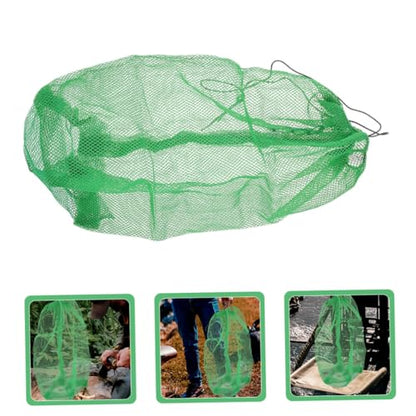 Luxshiny Portable Fishing Net Bag Drawstring Mesh Basket Nylon Collapsible Fish Keeper Net 100x60cm for Outdoor Fishing and Crabbing