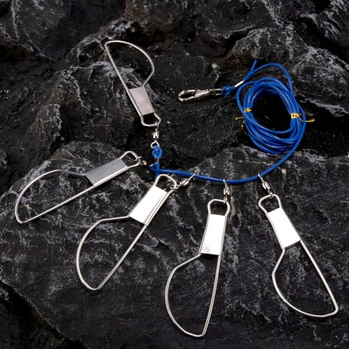 Alwonder Fish Stringer 16ft/6.5ft, Fishing Stringer with Stainless Steel Swivels Snaps Lock and Heavy Duty Ground Pillar, Stringers Trout Fishing Gear for Trout Bass Salmon Walleye - color: 6.5ft with 5 snaps